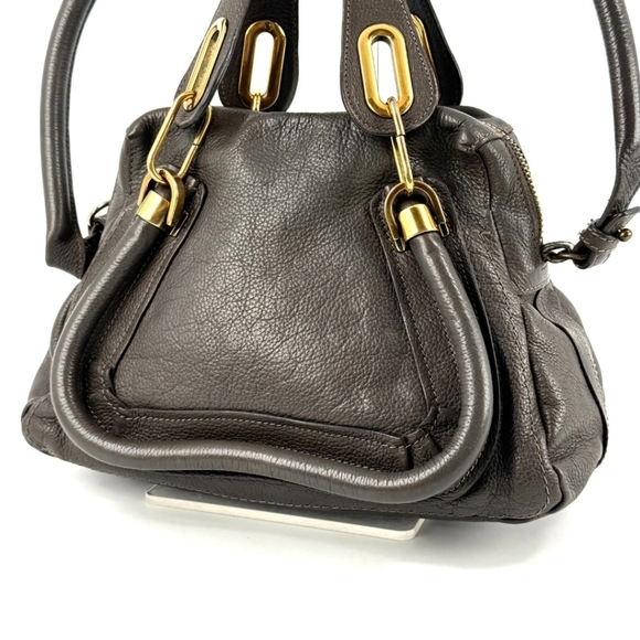 Chloe Handbags - Chloe Paraty 2Way Hand Shoulder Leather zip color Gray gold fashion goods